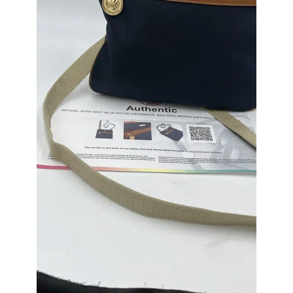 Michael Kors Authenticated Kempton Navy‎ Nylon Leather Crossbody Shoulder Bag